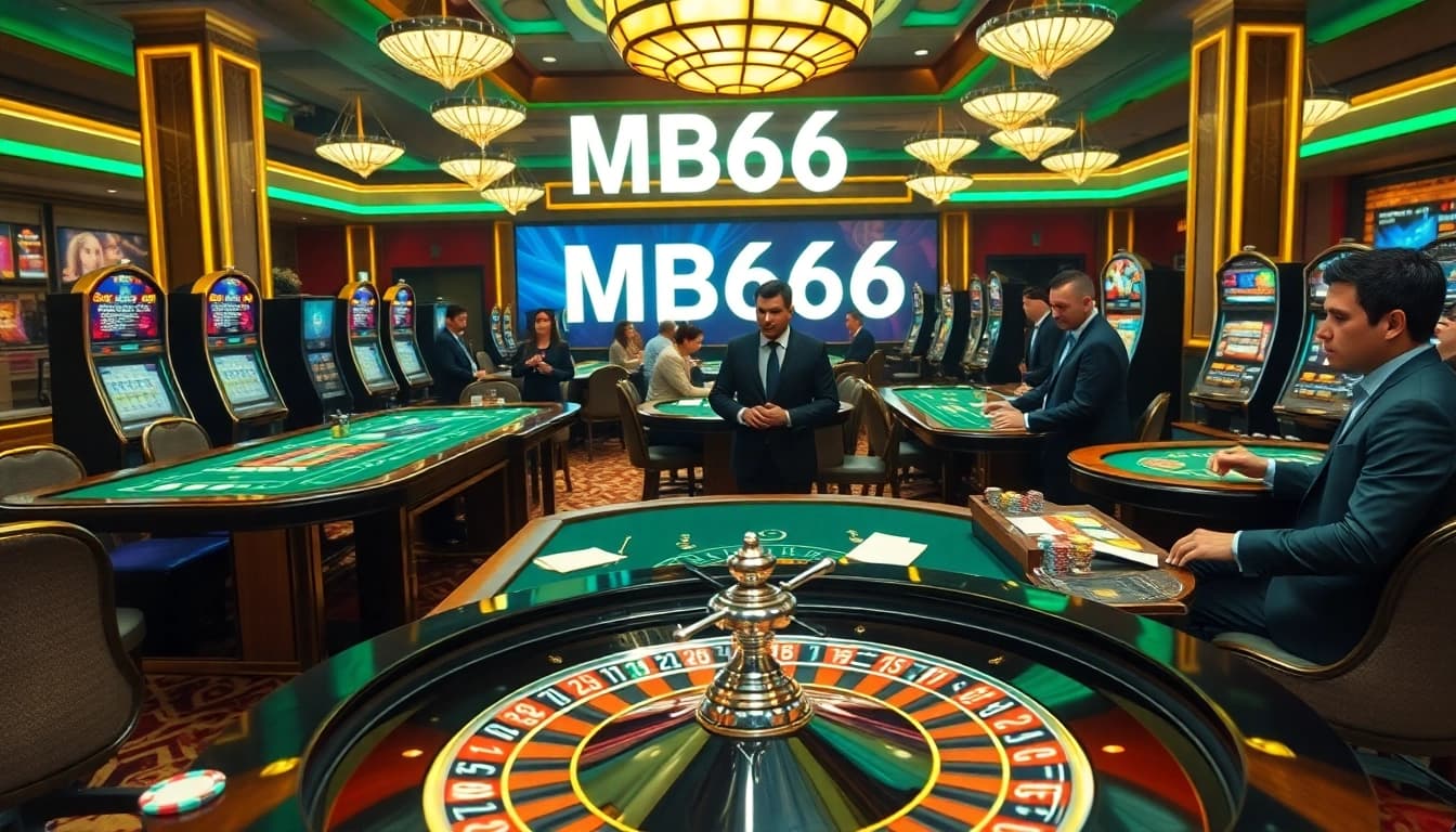Engage in thrilling gameplay at MB66, where vibrant casino tables and eager players create excitement.