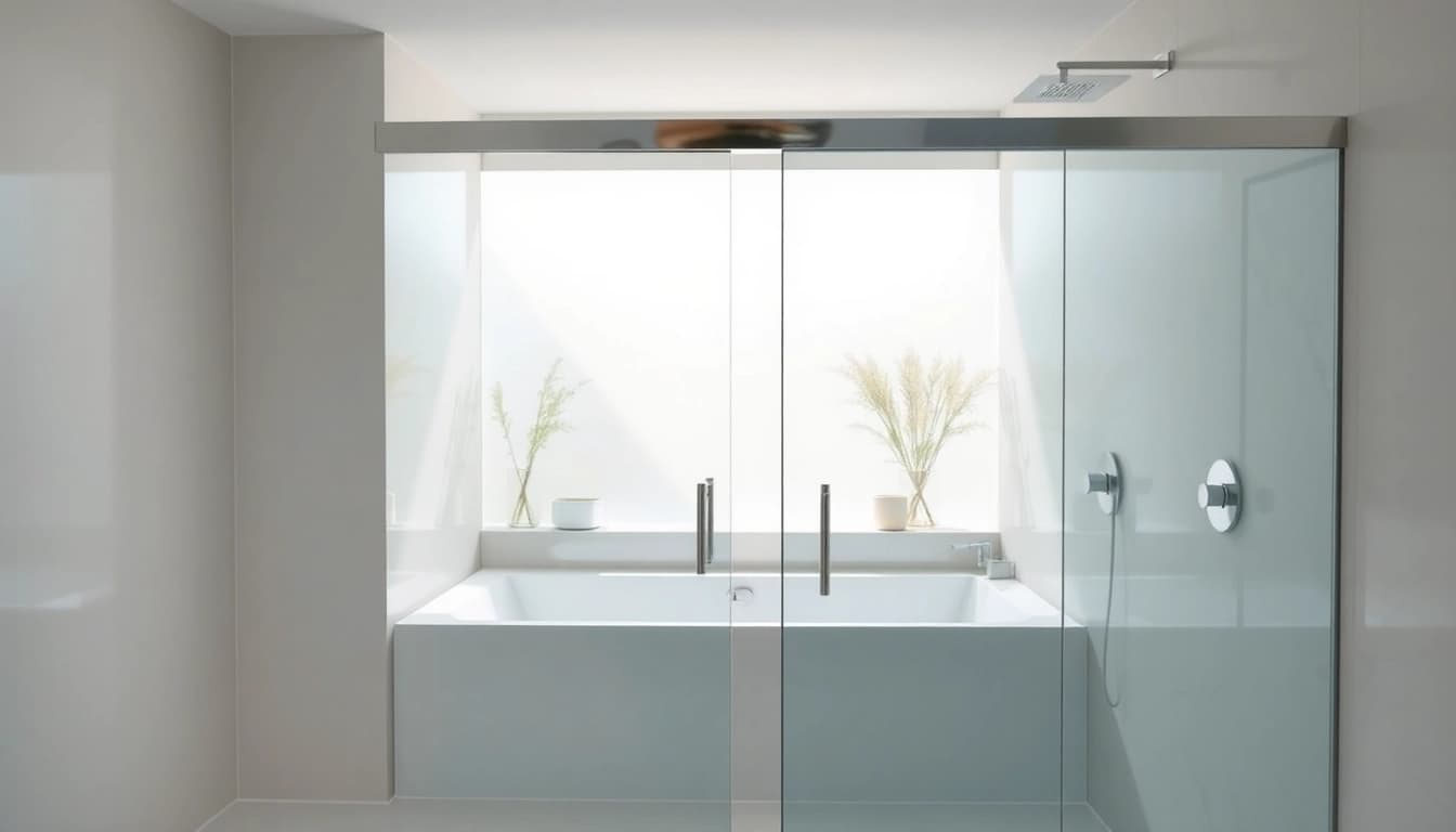 Showcasing stylish shower doors sliding with elegant design in a welcoming bathroom environment.