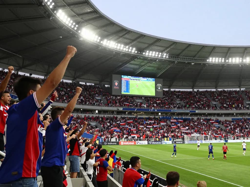 Nowgoal live football scores displayed on a vibrant stadium scoreboard with passionate fans cheering.