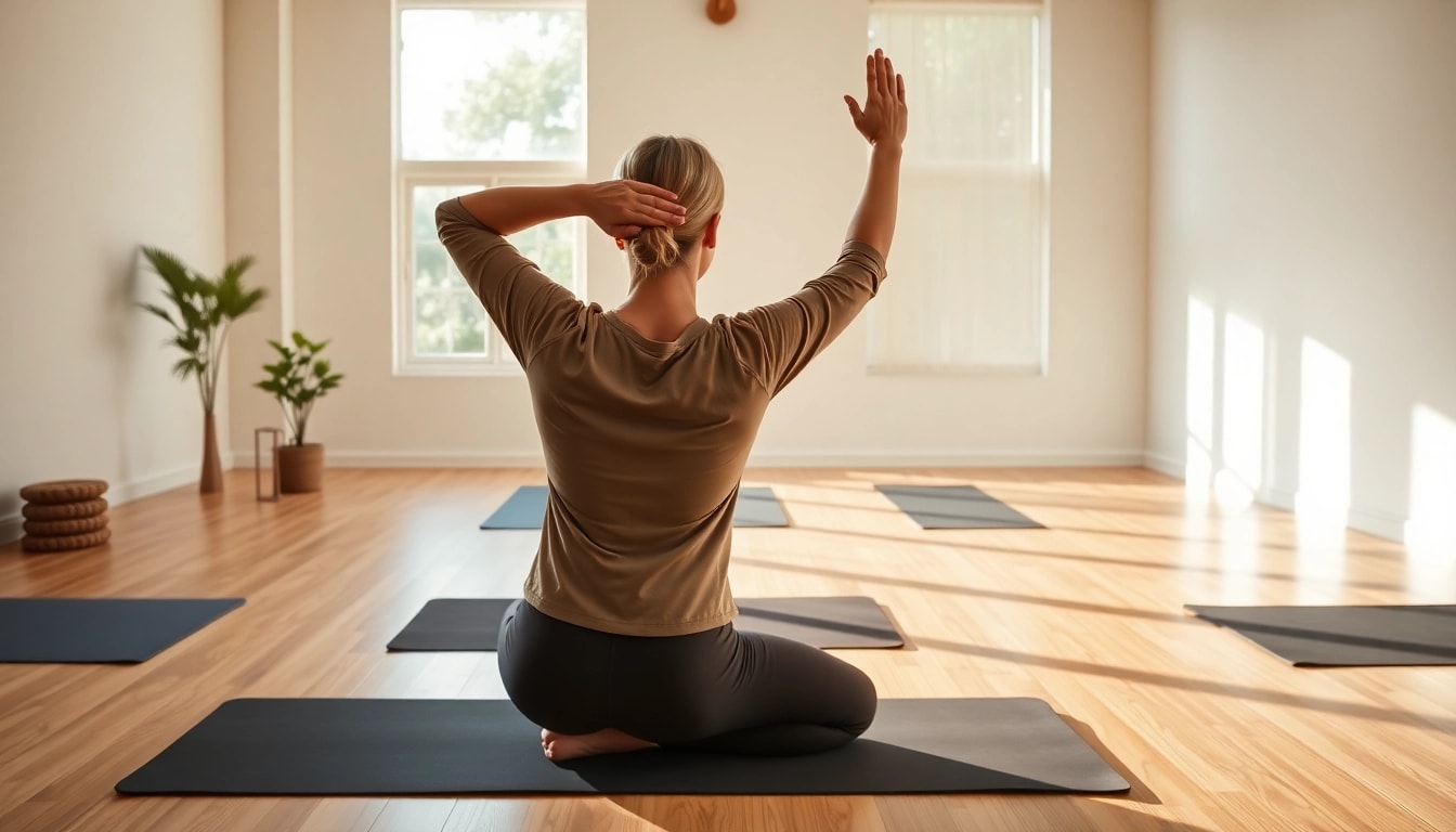 Learn how to improve posture with a wellness coach in a bright yoga studio.