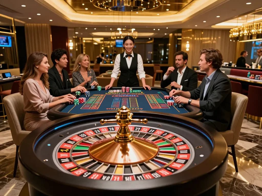 Experience the excitement of roulette in a vibrant casino atmosphere with 7m gameplay dynamics.