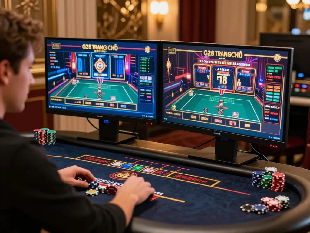 Engage with G28 TRANG CHỦ at a stylish online casino, focusing on live dealer gameplay.