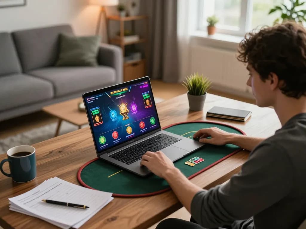 Engaging in a live poker game at home using C168, showcasing dynamic gameplay and strategy.