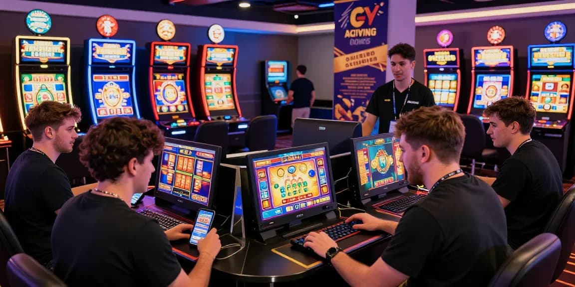 Players exploring new online casinos UK at vibrant gaming stations highlighting exciting slot games and bonuses.