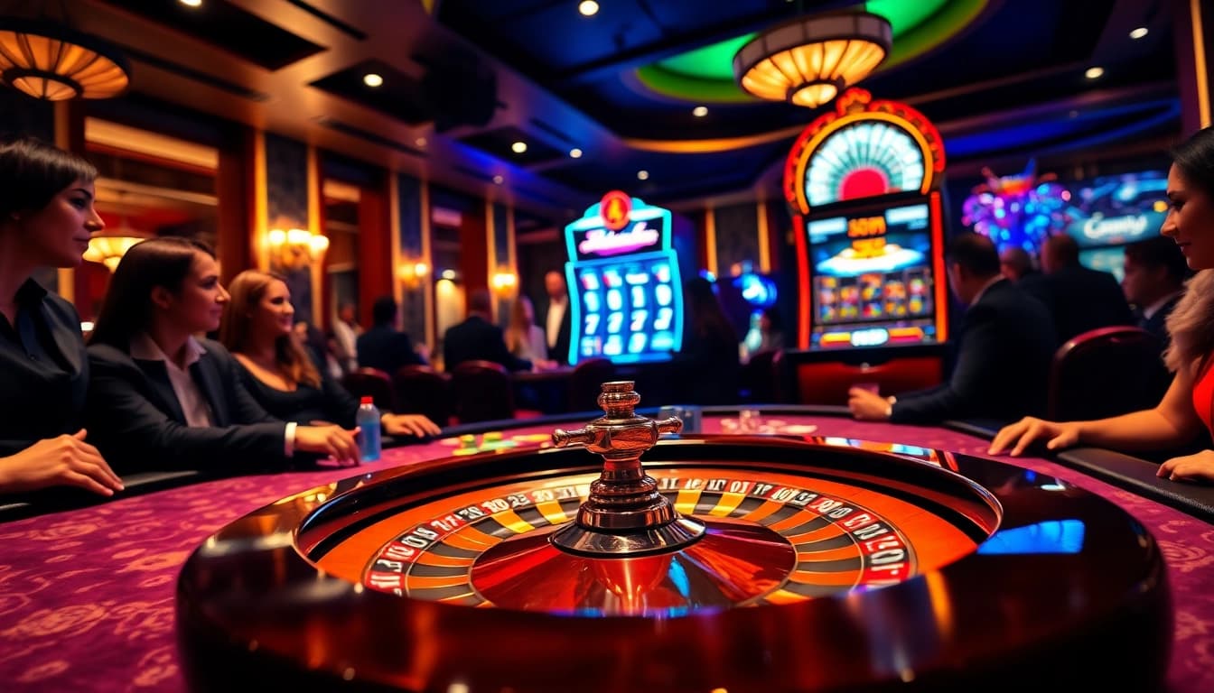 Experience excitement at https://tt88a.uk.com/ with a stunning casino gaming scene, featuring vibrant slots and players.