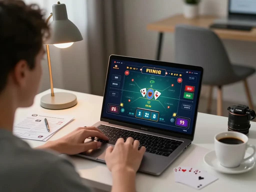 Player engaging in SC88 online blackjack, showcasing strategy notes and gaming setup.