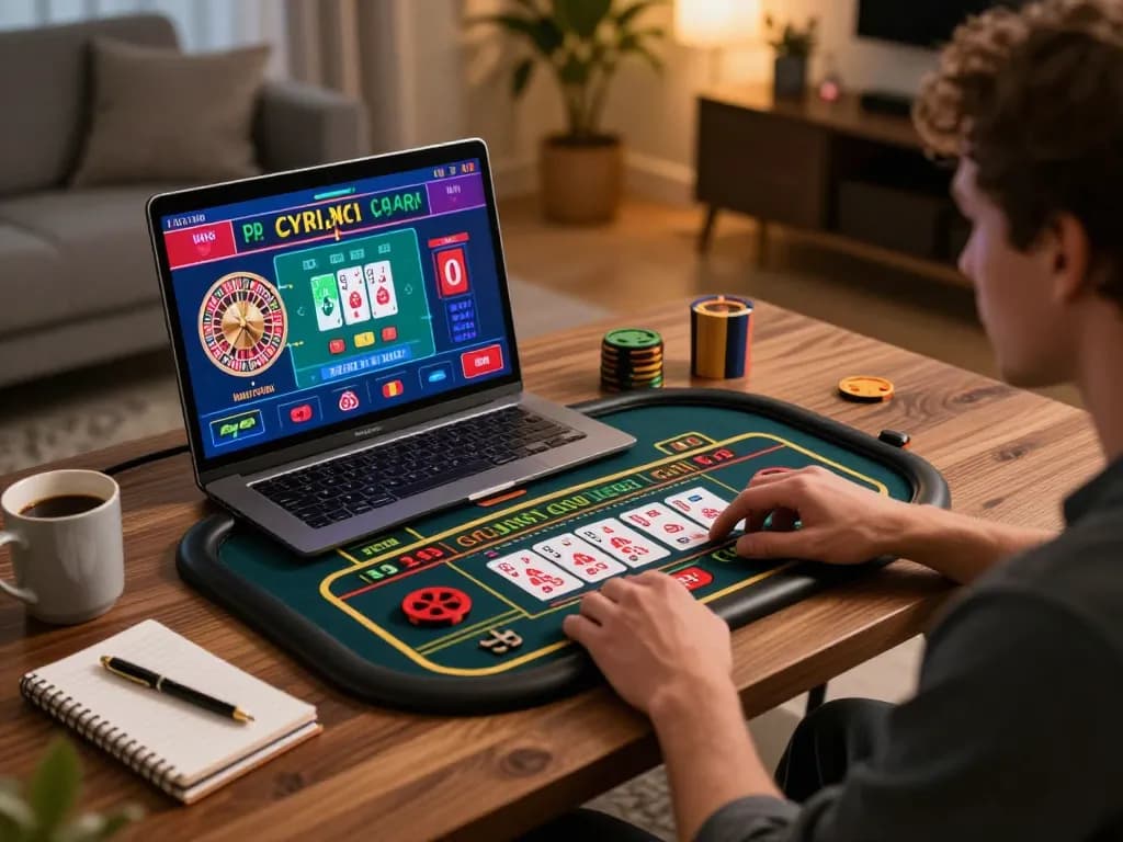 Player enjoying online gaming on 98win9, focused on live casino action and strategic betting