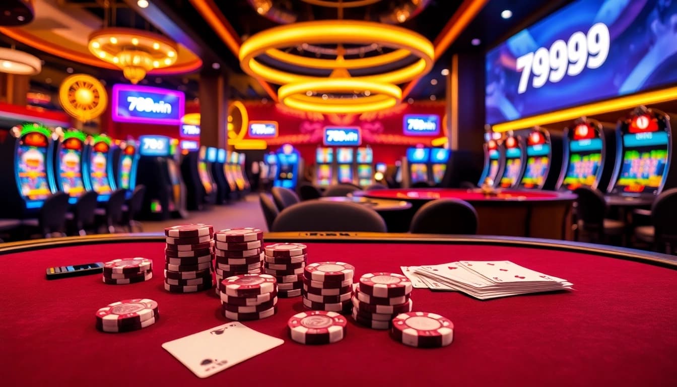 Experience high-stakes thrills at 789win with poker chips and casino tables.