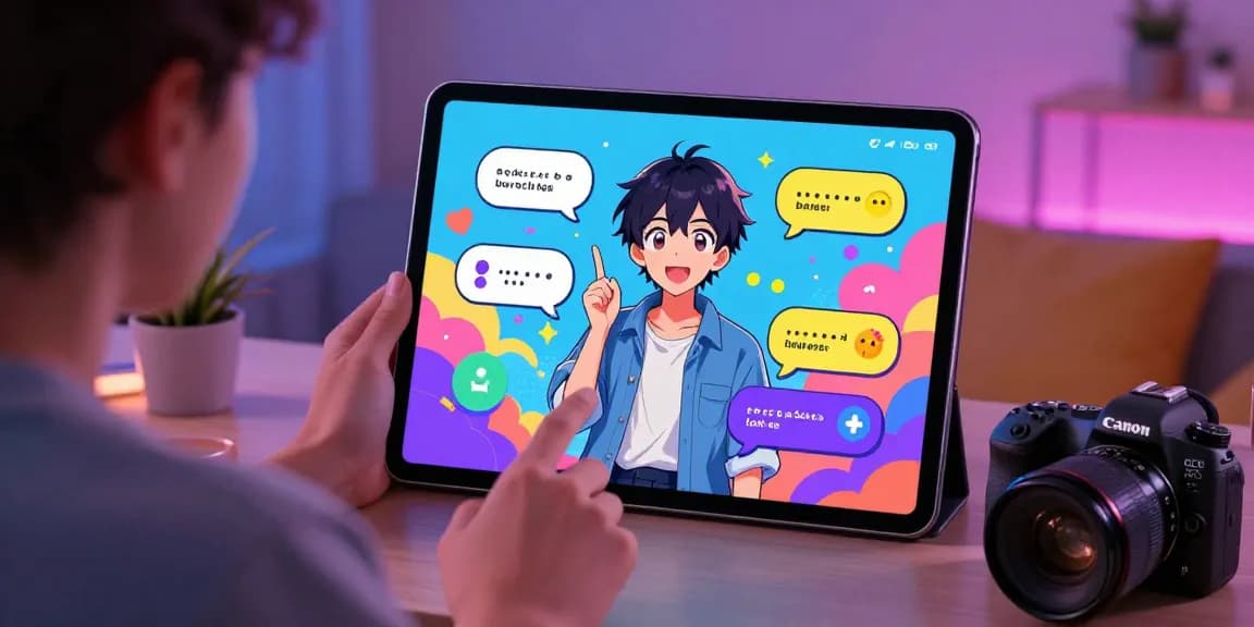 Engaging scene of free ai ecchi chat with anime character and user interaction in vibrant digital environment