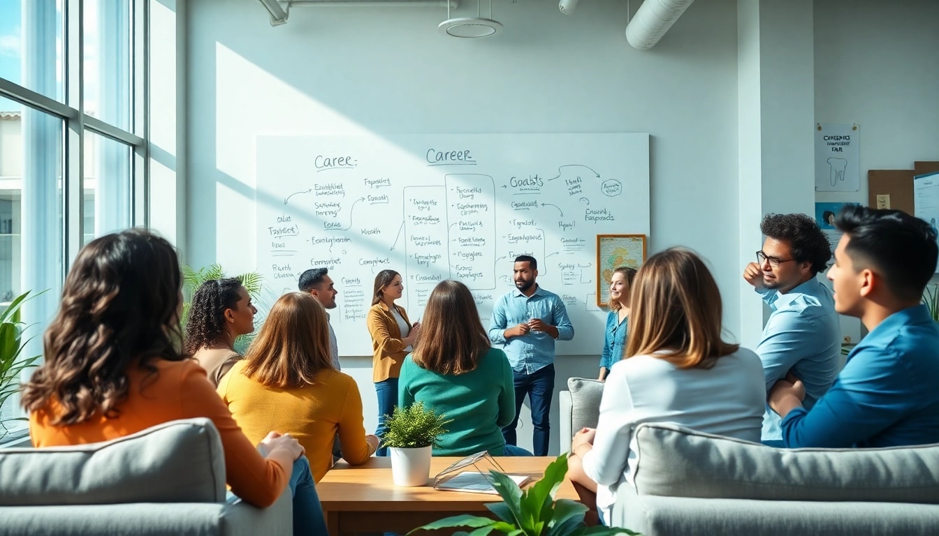 Visualize an inspiring workspace brainstorming for the Ideal career.