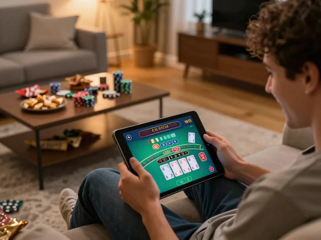 Engaging gameplay on MB88 tablet showing live blackjack, enhancing home gambling experience