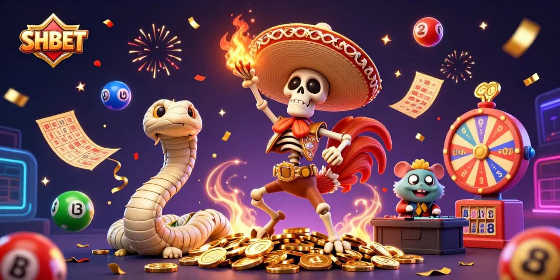 Witness the vibrant celebration at SHBET with a dancing mariachi rooster amidst golden coins.