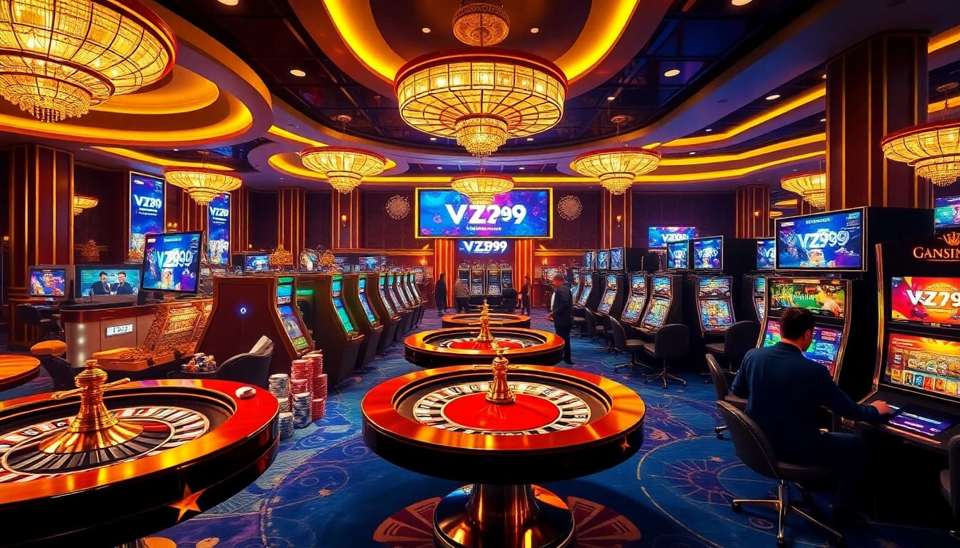 Players enjoying Casino Games with VZ99 gg, showcasing excitement and vibrant gaming action.