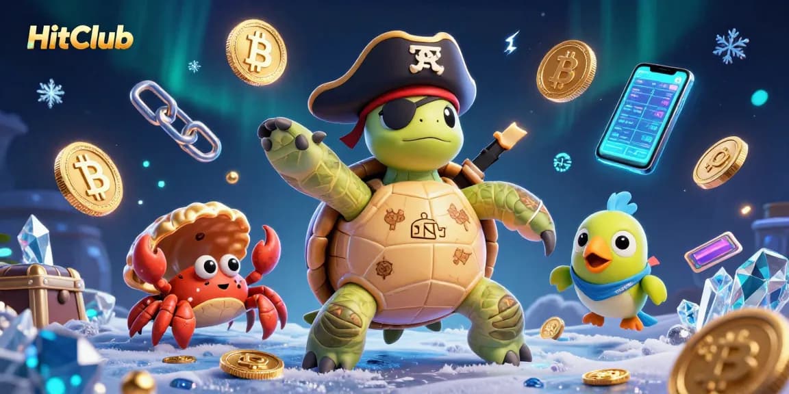 Engage in thrilling gameplay at HitClub, featuring vibrant characters and crypto elements.
