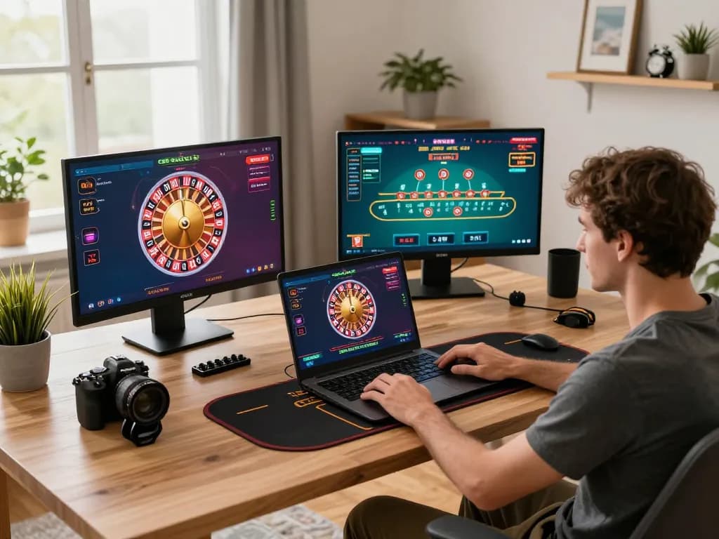Player engaged in online casino gaming at home using tg88 platform for strategic gameplay