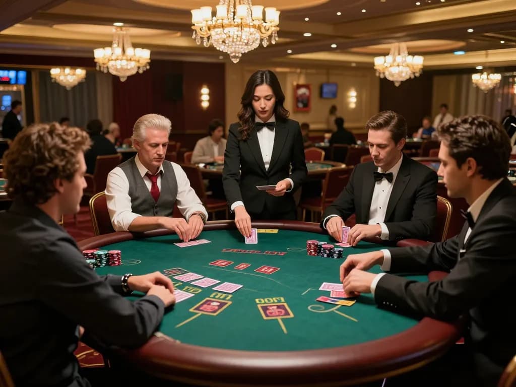 Players at C168 blackjack table strategizing their next bets in an upscale setting.