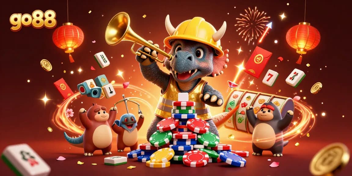 Experience the excitement of go 88 with a triceratops and gambling celebration!