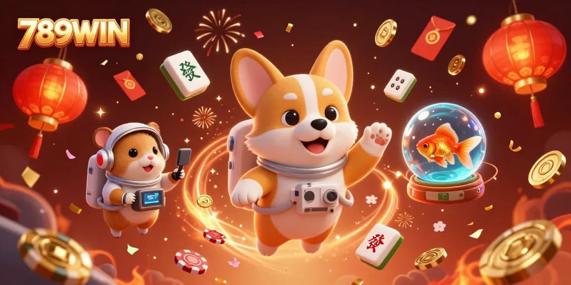 Experience thrilling moments at 789WIN as our corgi astronaut navigates a vibrant casino world