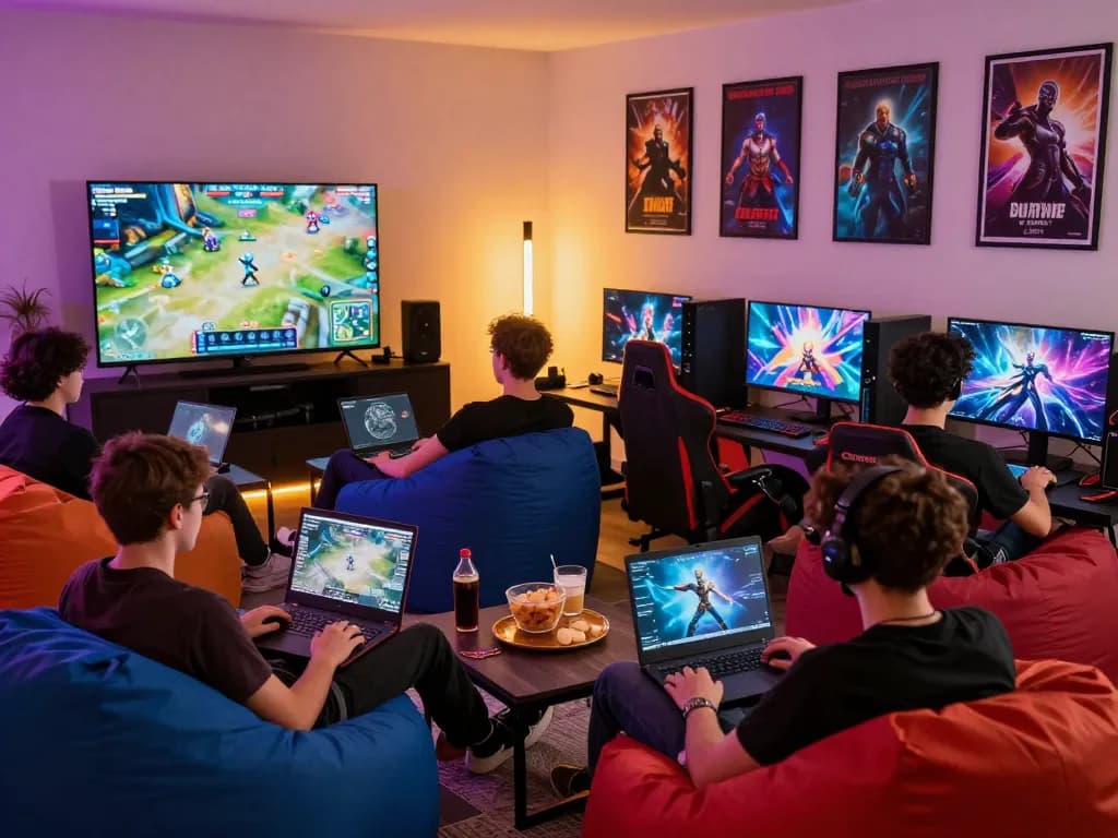 Engaging scene of players enjoying sex games in a cozy gaming setup with vibrant graphics.