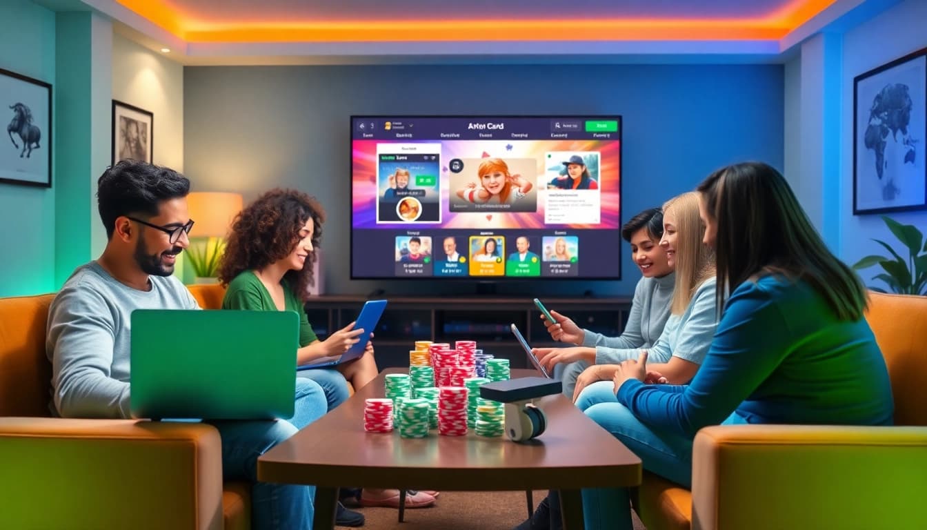 Engaging online gaming scene at topgamebaidoithuong.mx showcasing diverse players enjoying card games.