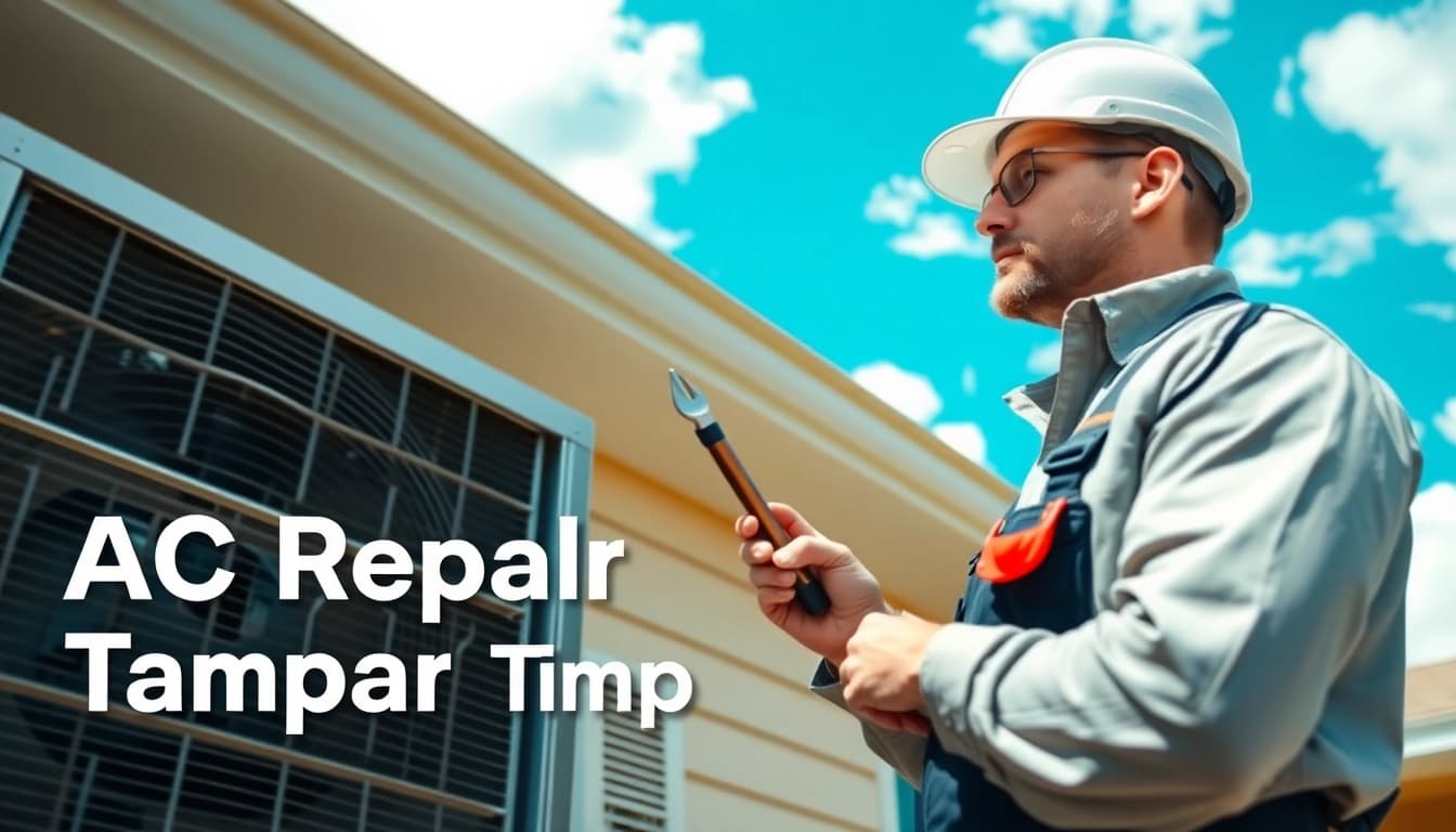 AC Repair Tampa: Air conditioning technician expertly inspecting a residential unit.