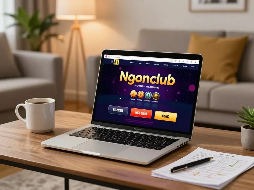 Engaged player exploring Ngonclub online gaming app in a cozy home setting.