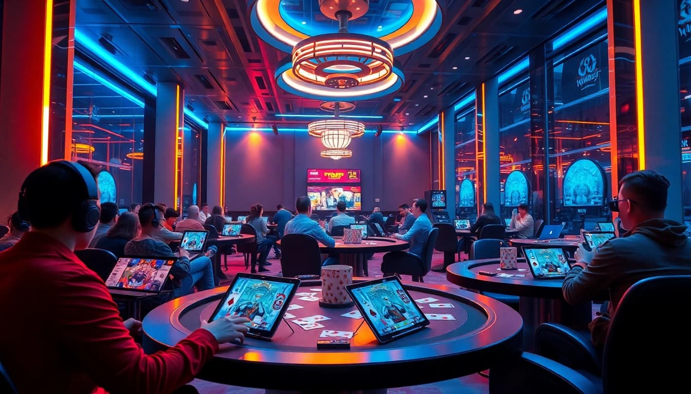 Exciting online gaming scene featuring gamebaidoithuong.com.vc, showcasing players, modern technology, and immersive environments.