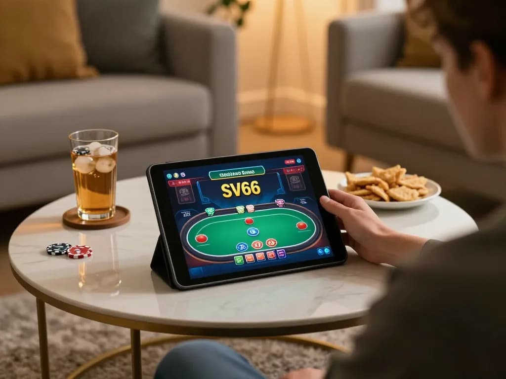 Engaging SV66 online casino gameplay on a tablet showing poker interface.