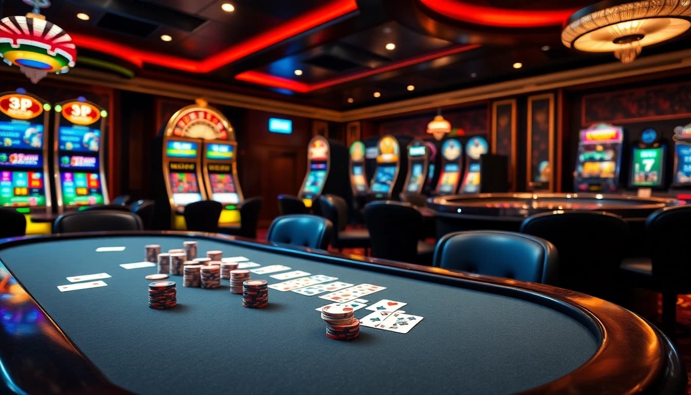 Experience excitement at 77ball com with a thrilling poker table scene and vibrant casino ambiance.