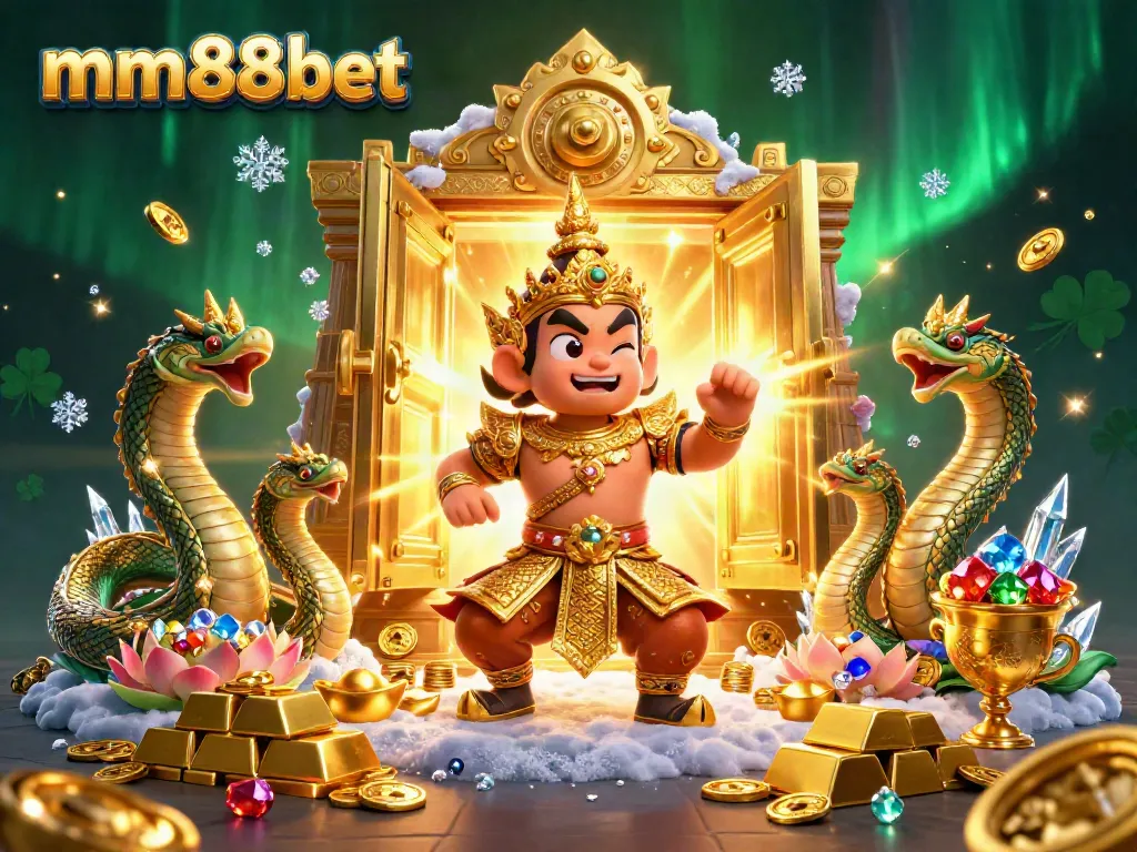 Experience thrilling gameplay with mm88bet's vibrant 3D casino elements and golden treasures.