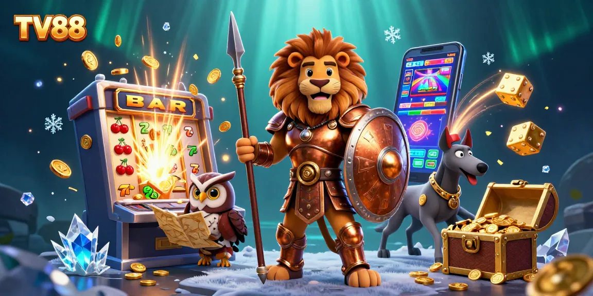 Conquer the casino realm with TV88 as the Spartan lion, owl strategist, and greyhound messenger showcase epic winnings and jackpots.