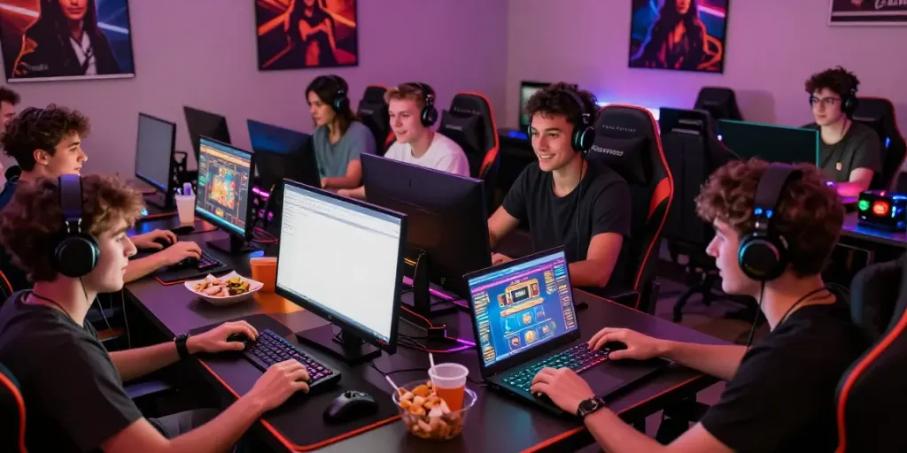 Friends enjoying a gaming night focused on non GamStop casinos.