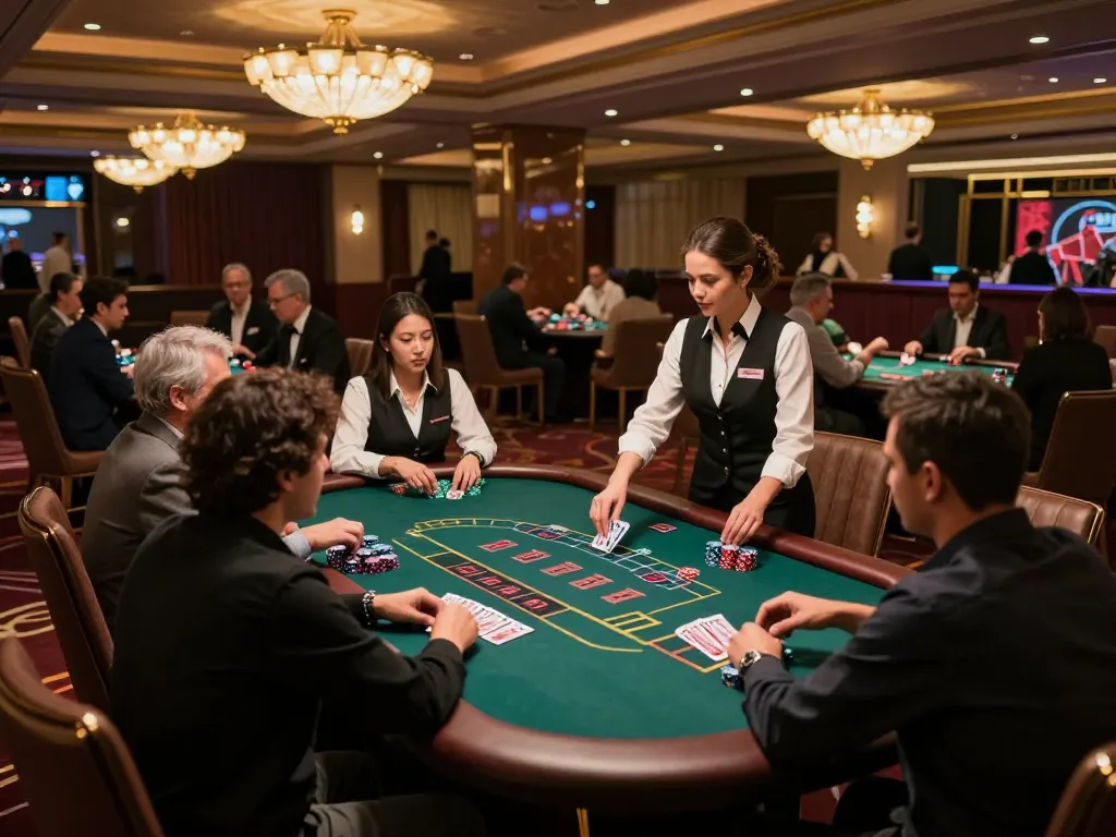 Players engaging in a strategic blackjack game at CM88's luxurious live dealer casino.
