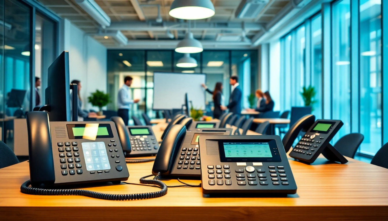 Enhance your connectivity with our small business phone service displayed in a modern office setup.