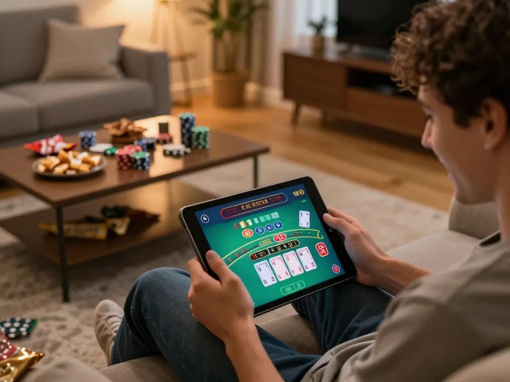 Engaging gameplay on MB88 tablet showing live blackjack, enhancing home gambling experience