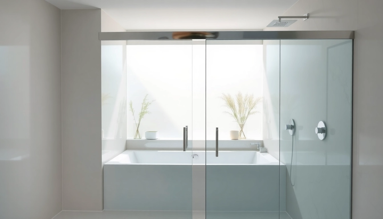 Showcasing stylish shower doors sliding with elegant design in a welcoming bathroom environment.