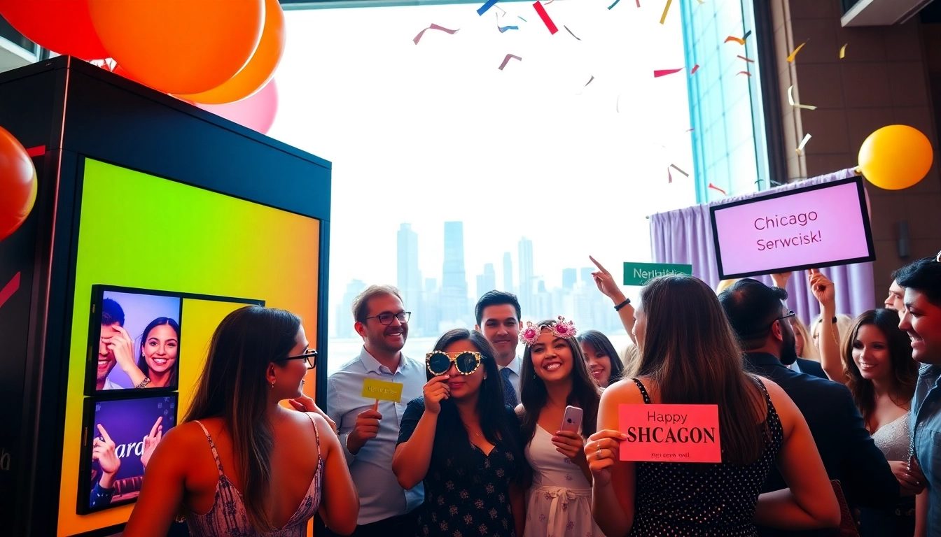 Capture fun moments at a photo booth rental chicago event featuring colorful props and vibrant atmosphere.