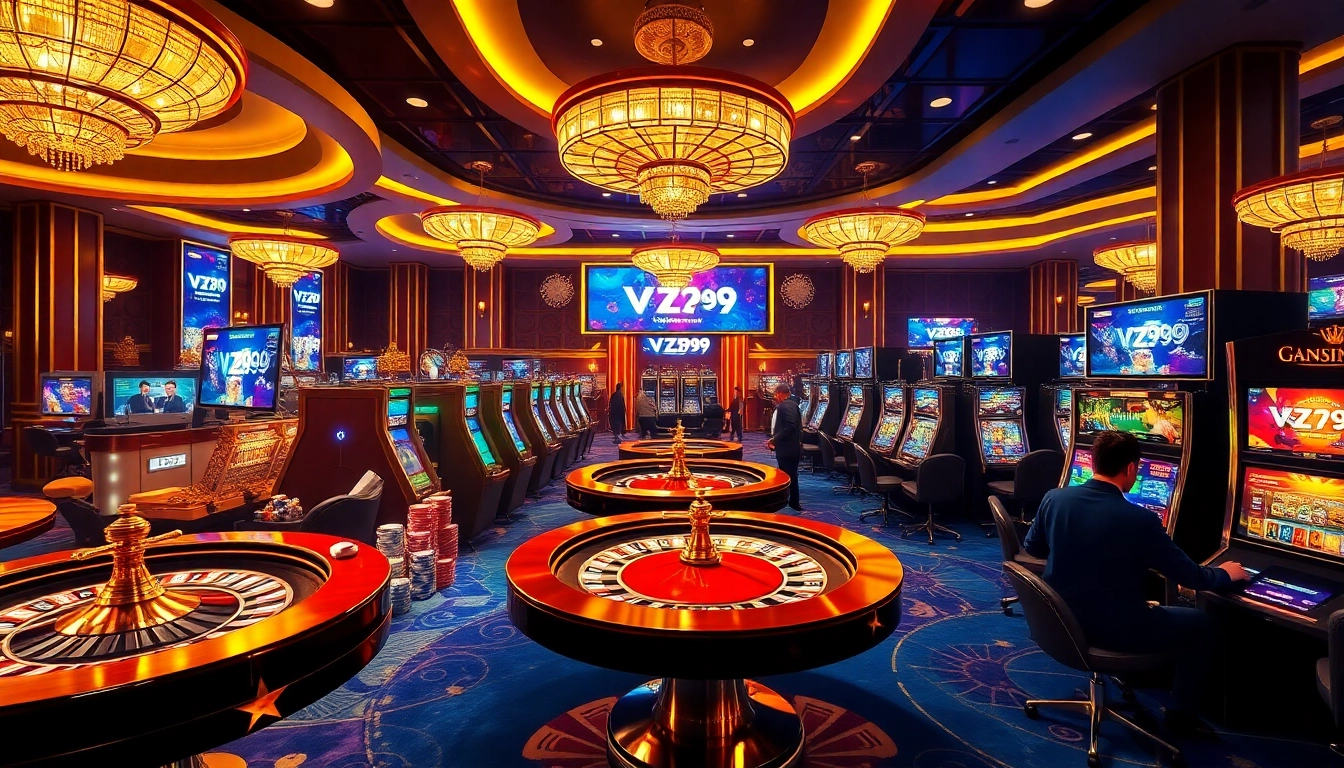 Players enjoying Casino Games with VZ99 gg, showcasing excitement and vibrant gaming action.