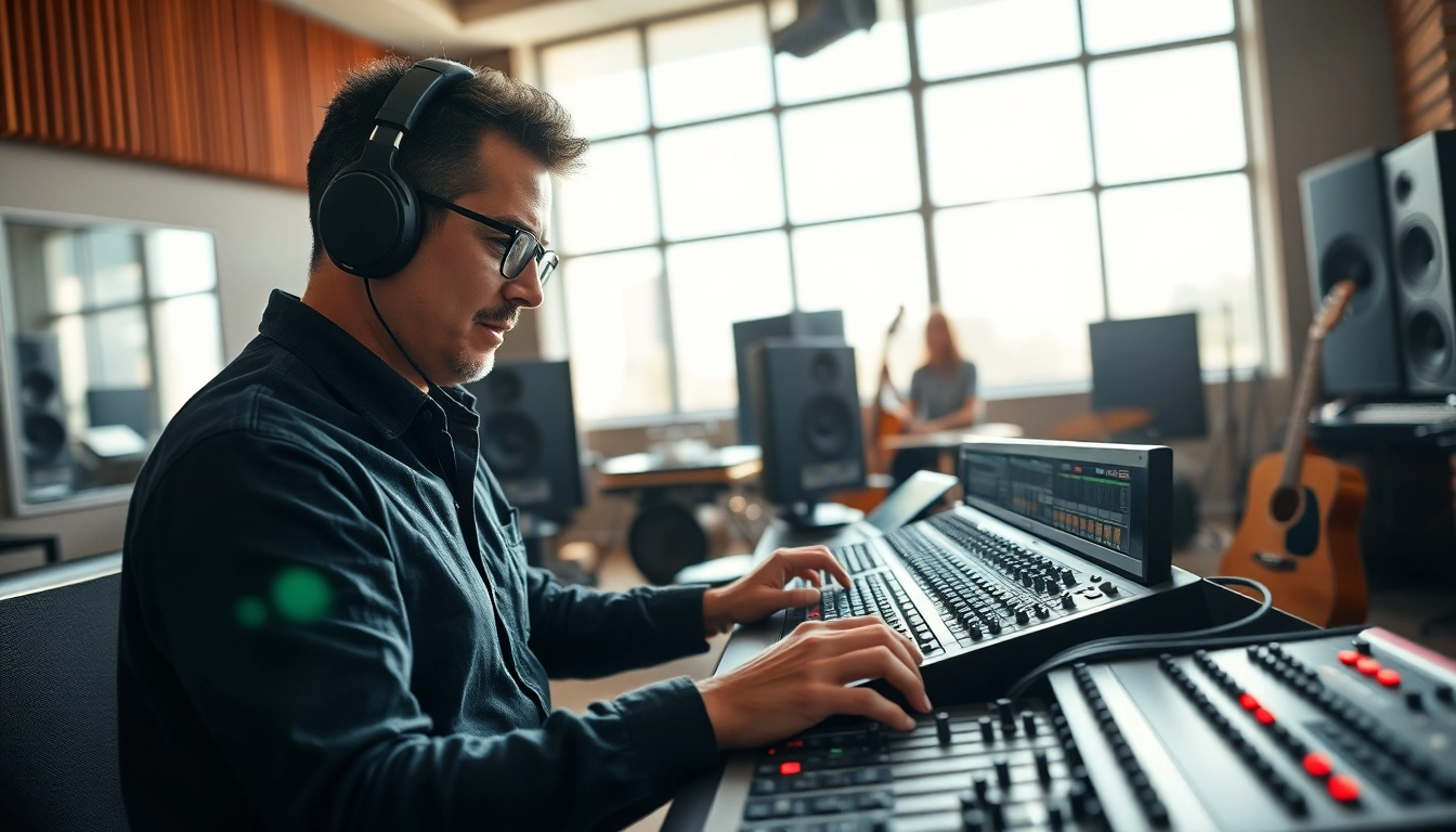 Online mastering services in a professional audio studio with advanced equipment.