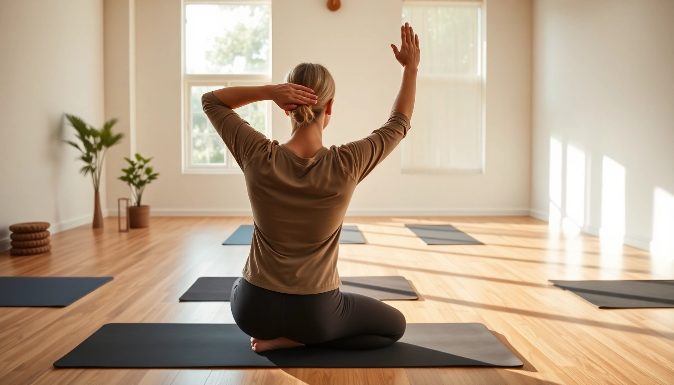 Learn how to improve posture with a wellness coach in a bright yoga studio.