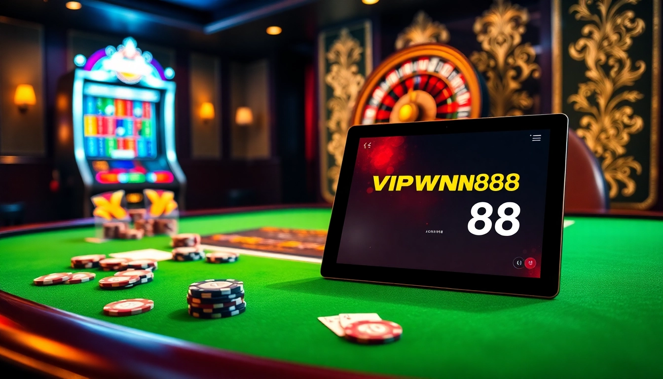 Experience the thrill of online gambling at VIPWIN88 with vibrant casino visuals.