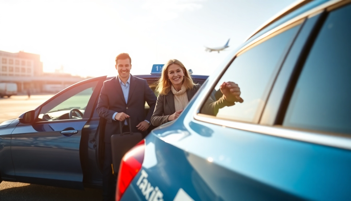 Heathrow airport taxi loading passengers, symbolizing travel convenience and service.