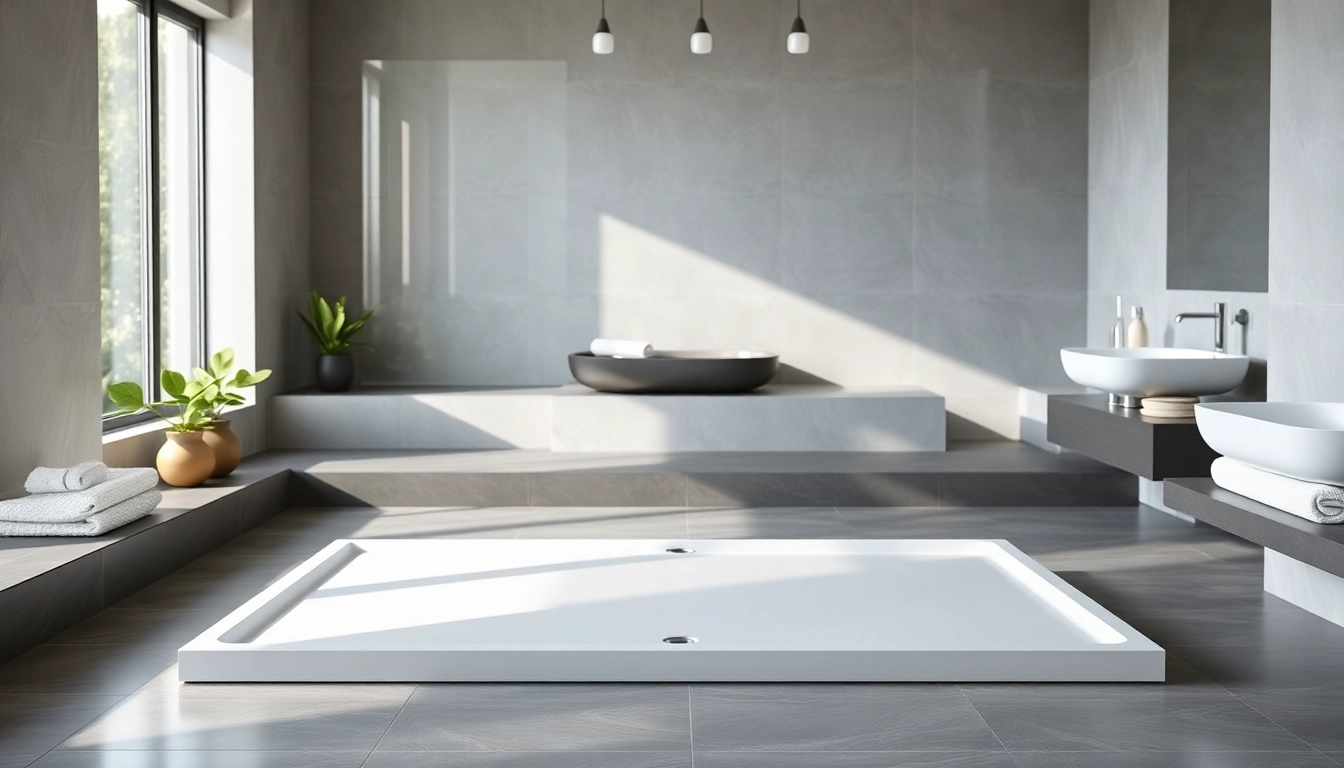 Explore elegant shower bases in a luxurious bathroom setting showcasing sleek design.