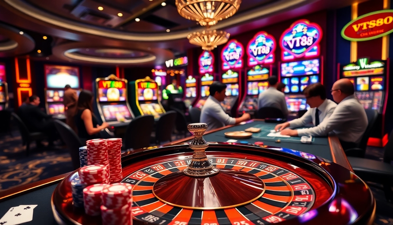 Experience the thrill of casino gaming with VT88, featuring vibrant tables and engaging players.
