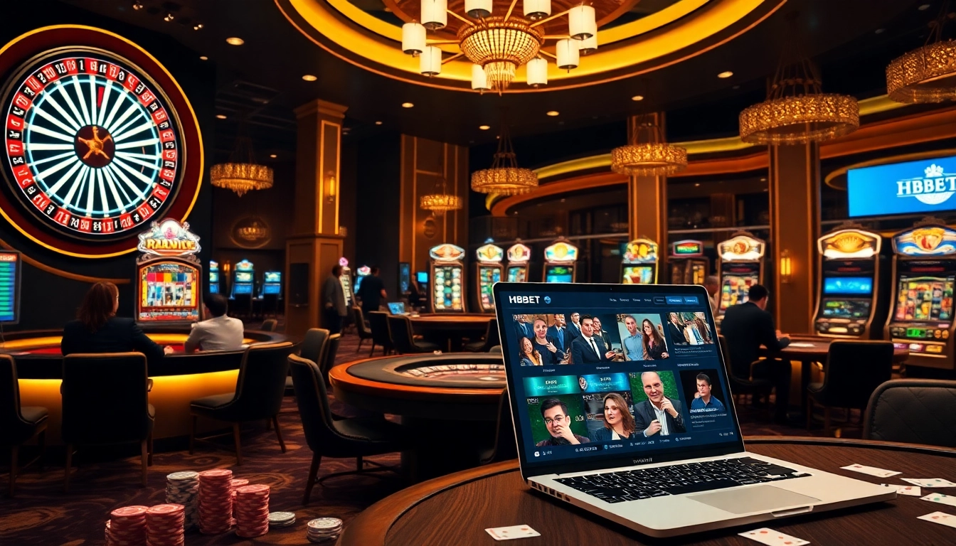 Experience the thrill at HBBET with professional gamers at a vibrant casino table.