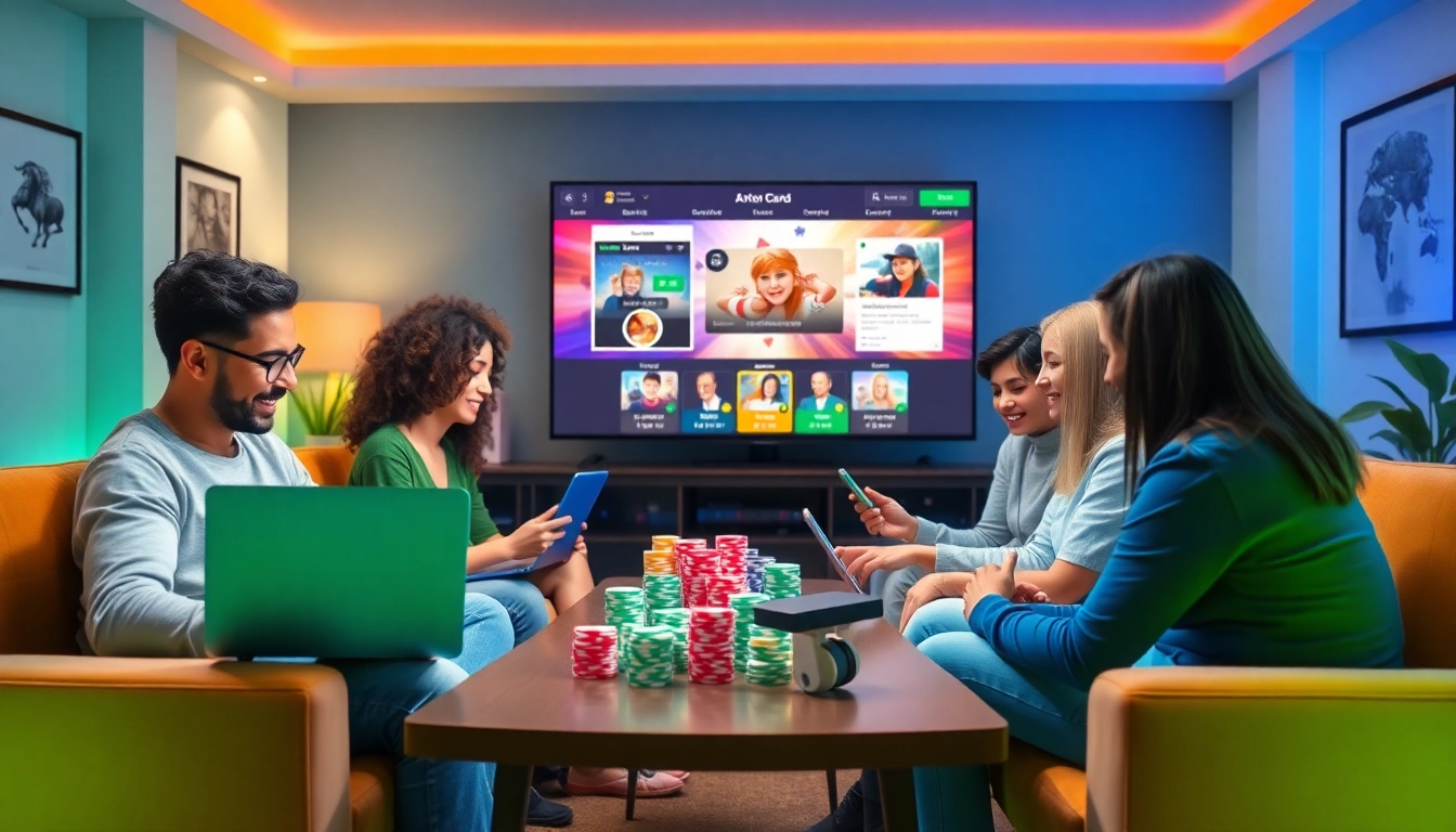 Engaging online gaming scene at topgamebaidoithuong.mx showcasing diverse players enjoying card games.